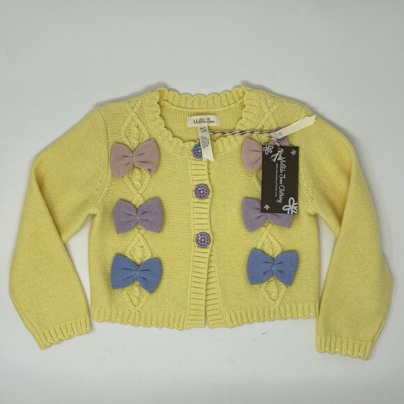 Matilda Jane Size 2 Yellow Meringue Cardigan Girls Enchanted Garden Bow Sweater - Picture 1 of 5